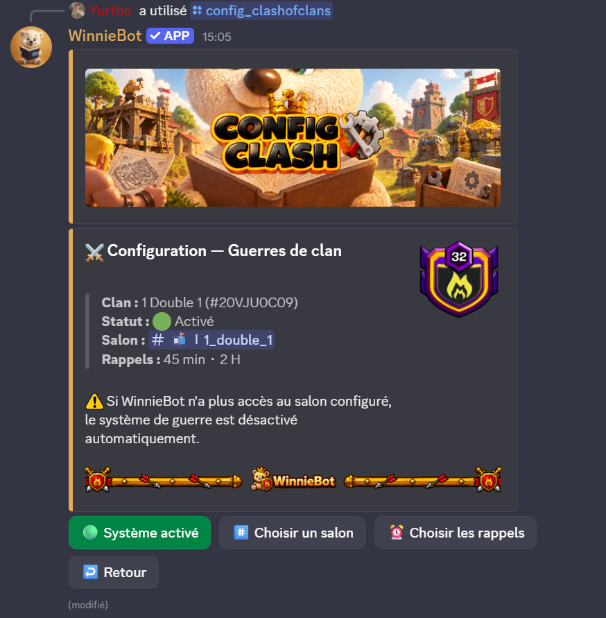 Choisir le salon et activer les guerres